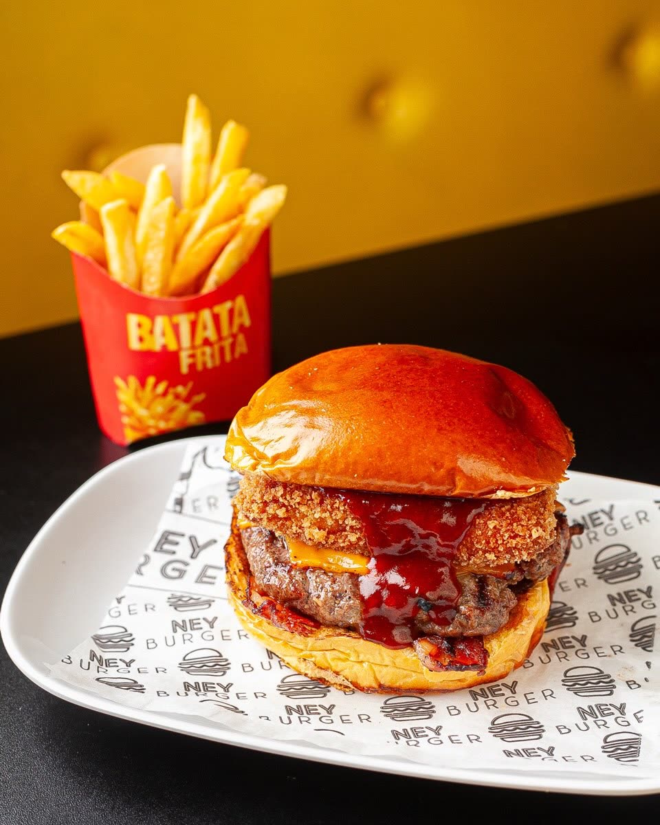 Burger artesanal com batata frita